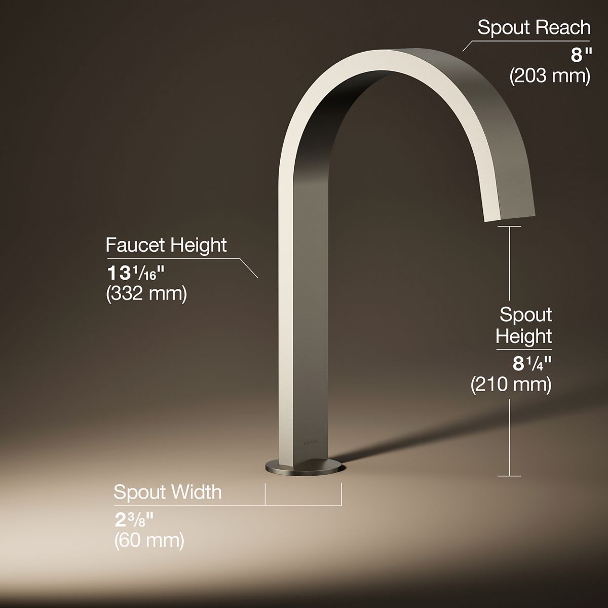 3/4 view of product with dimensions