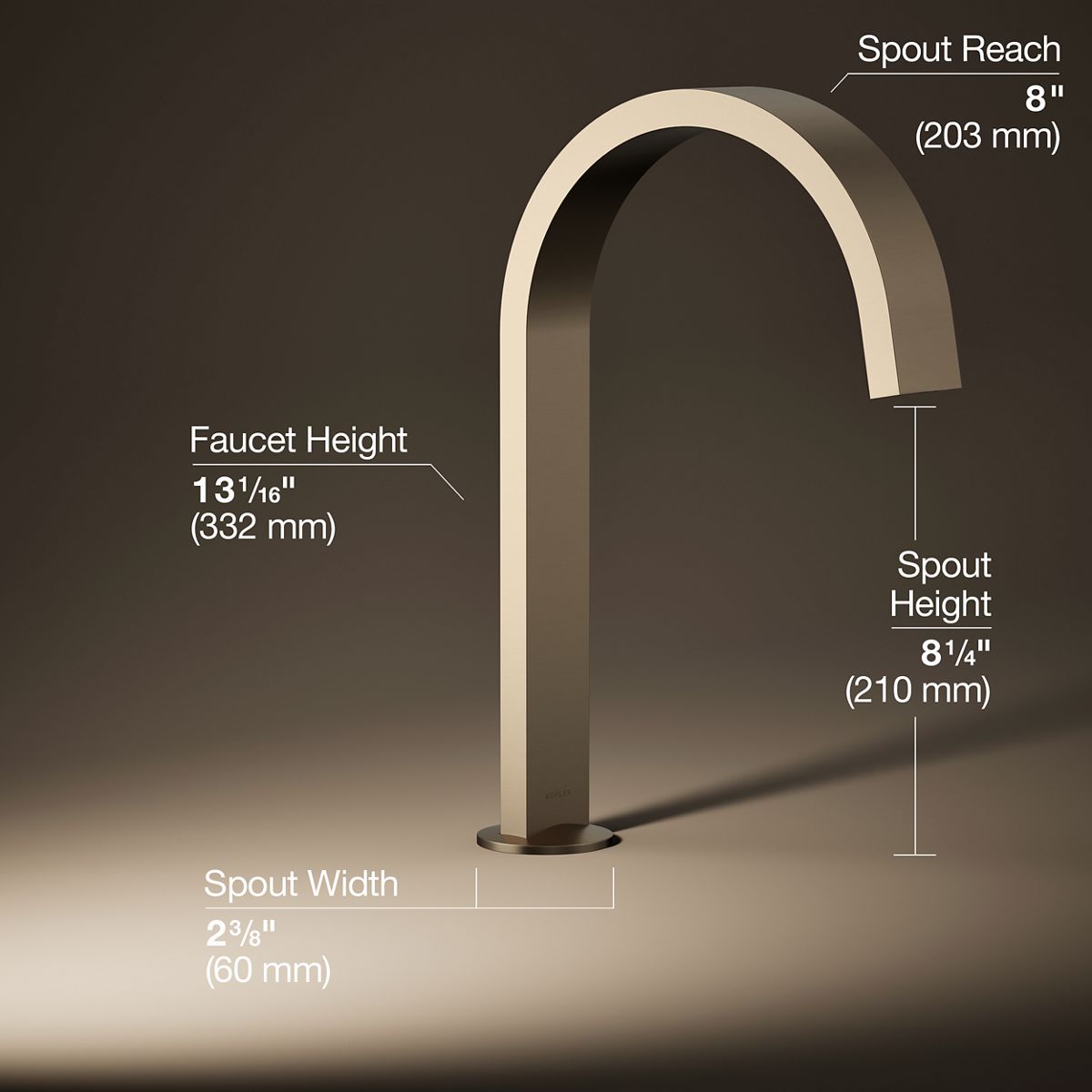 3/4 view of product with dimensions