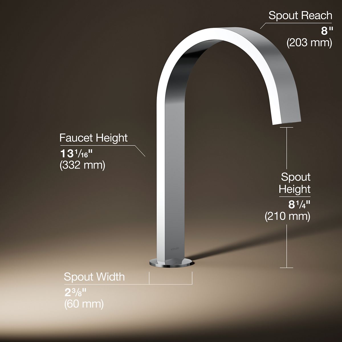 3/4 view of product with dimensions