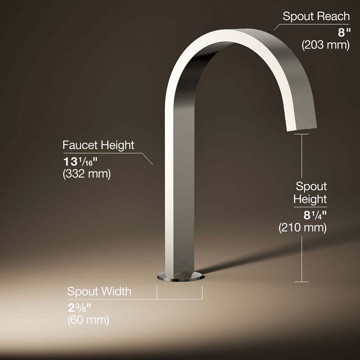 3/4 view of product with dimensions