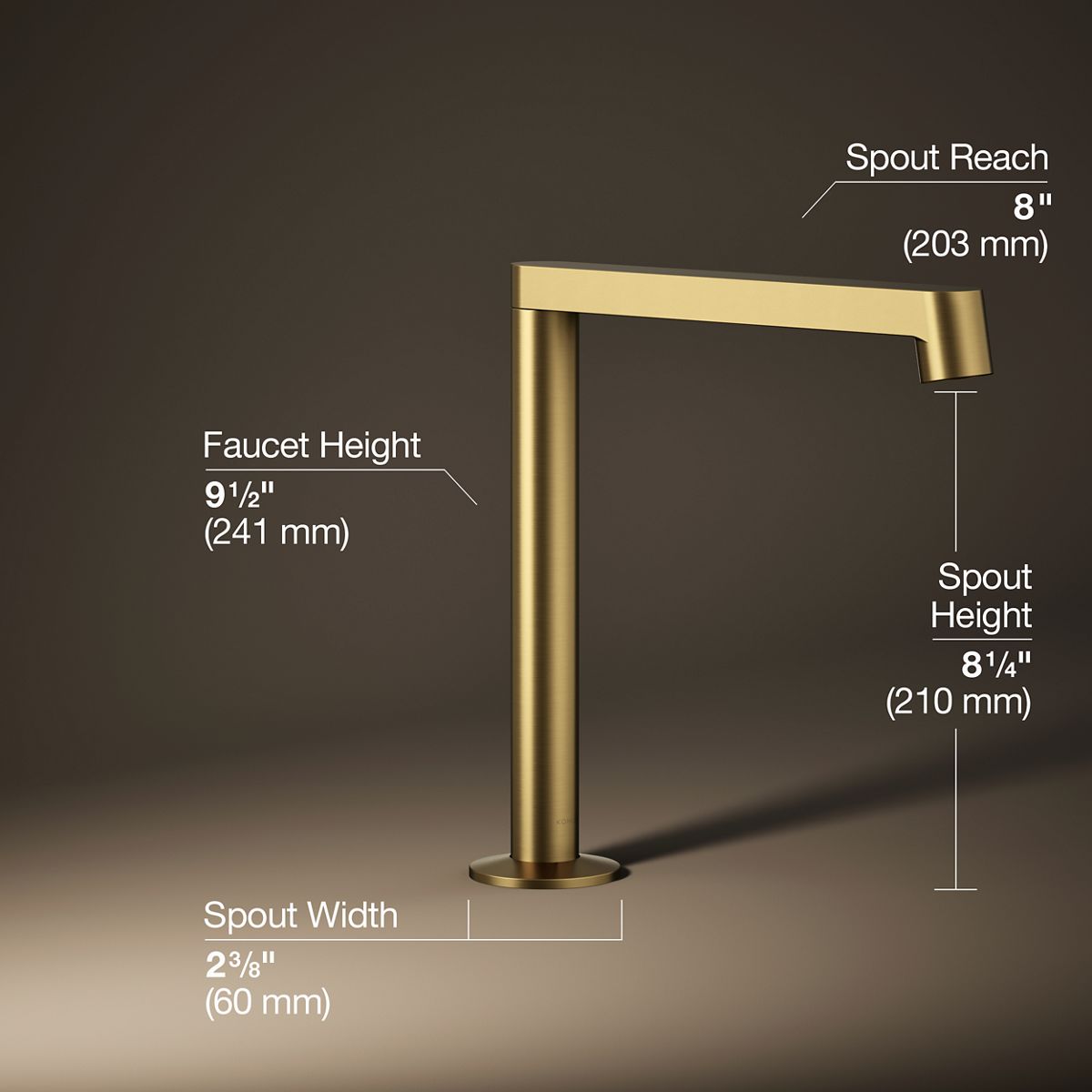 3/4 view of product with dimensions