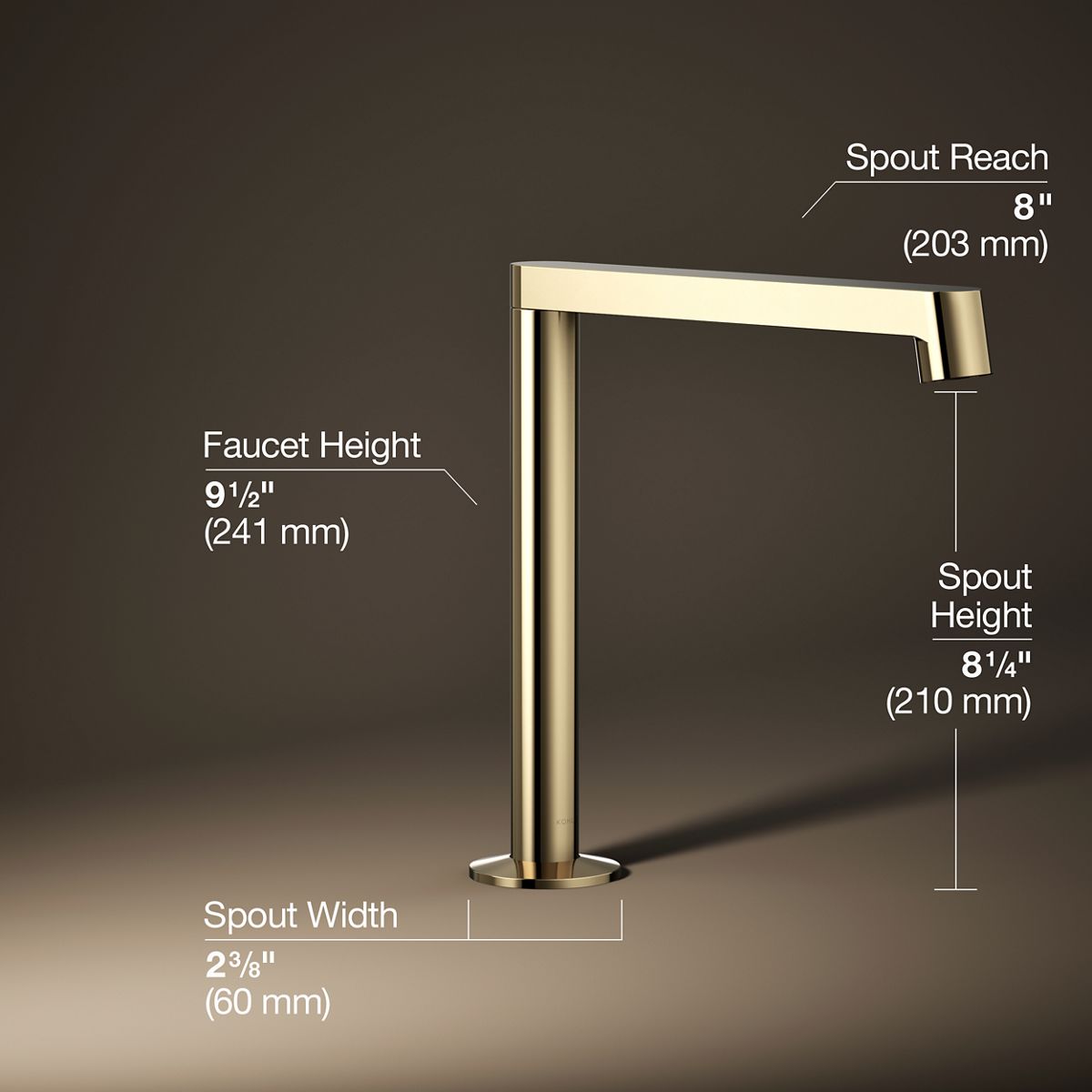 3/4 view of product with dimensions