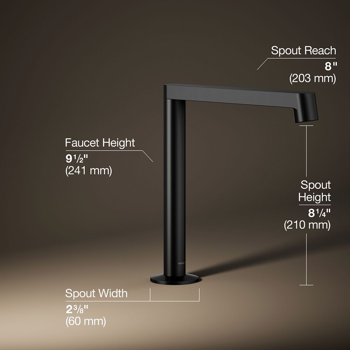 3/4 view of product with dimensions