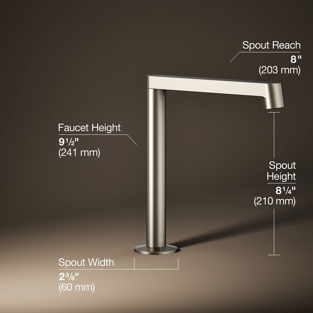 3/4 view of product with dimensions