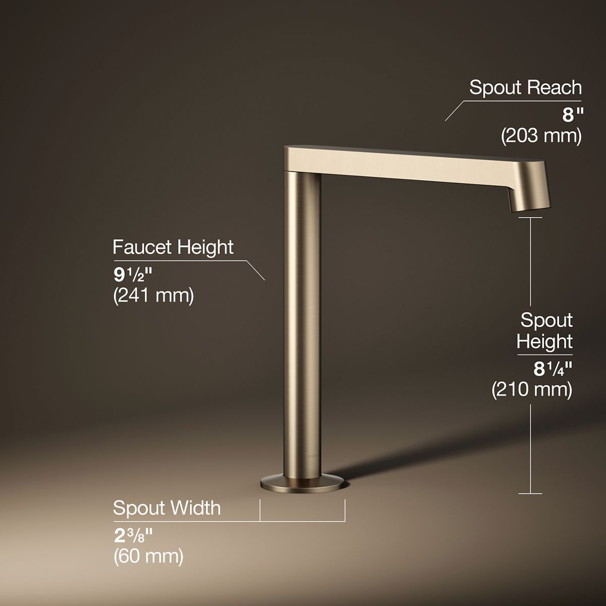 3/4 view of product with dimensions
