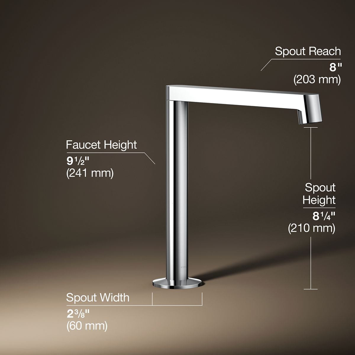 3/4 view of product with dimensions