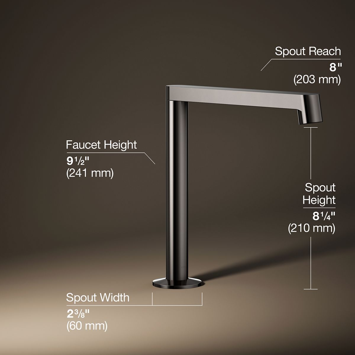 3/4 view of product with dimensions