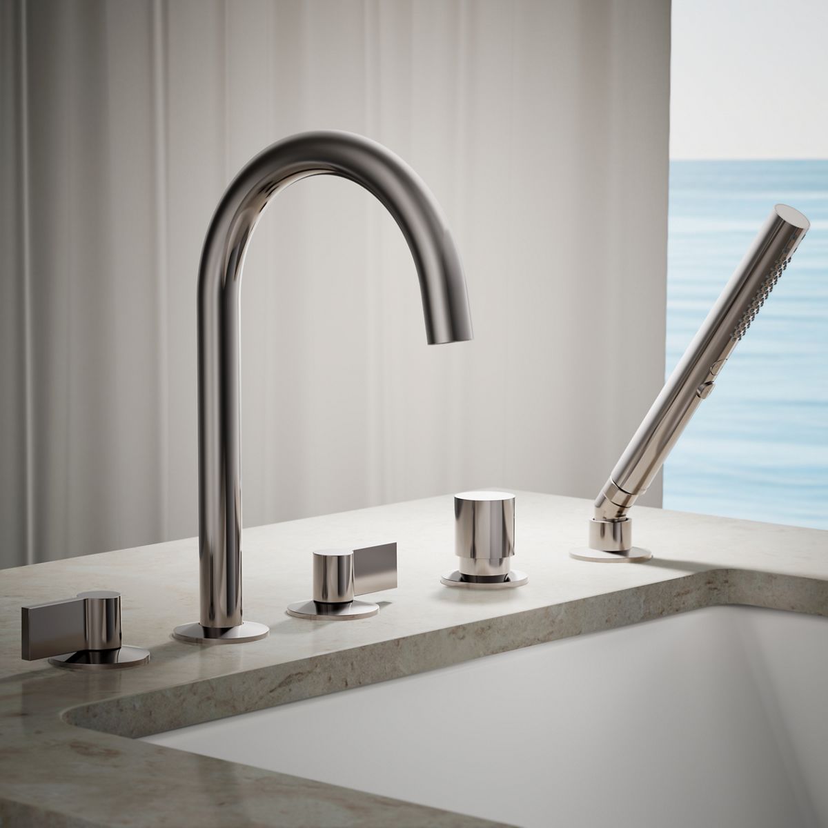 Components Deck-Mount Handshower Holder and Two-Way Diverter Valve