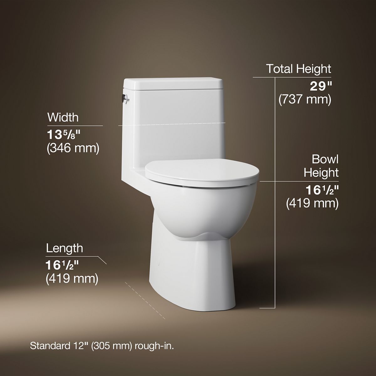 3/4 view of product with dimensions