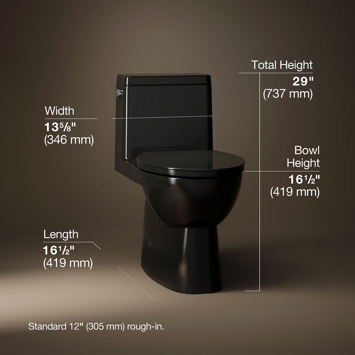 3/4 view of product with dimensions