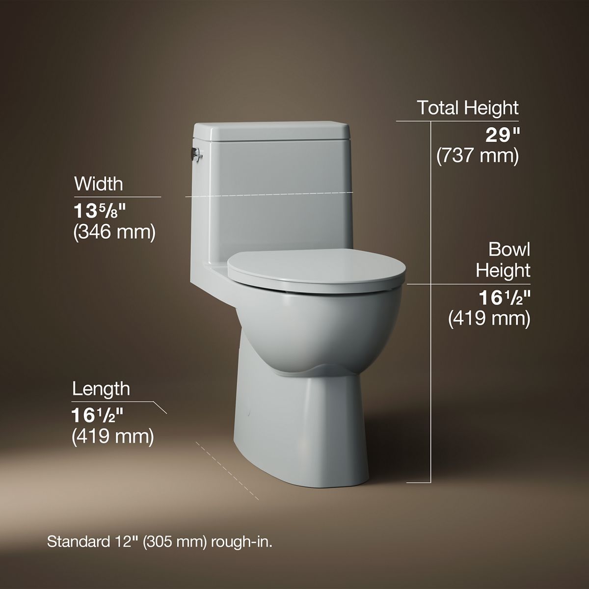 3/4 view of product with dimensions