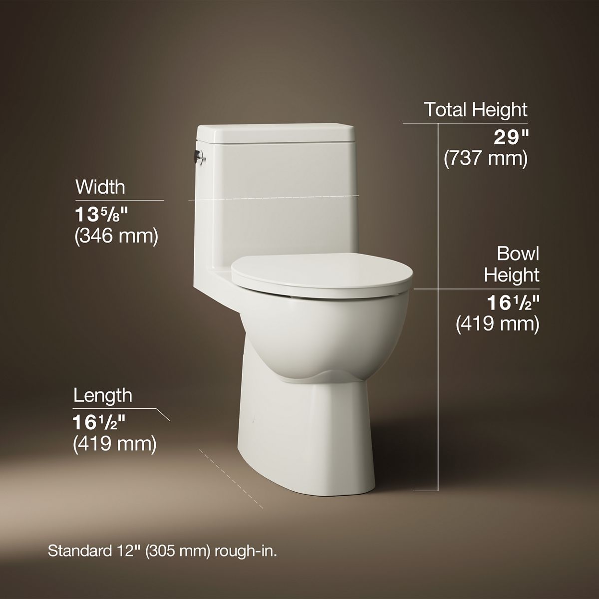 3/4 view of product with dimensions