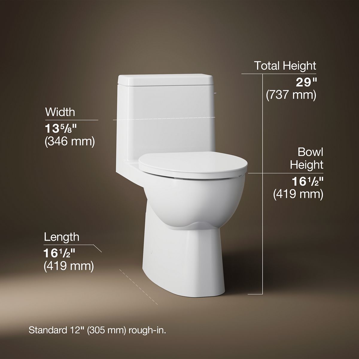 3/4 view of product with dimensions