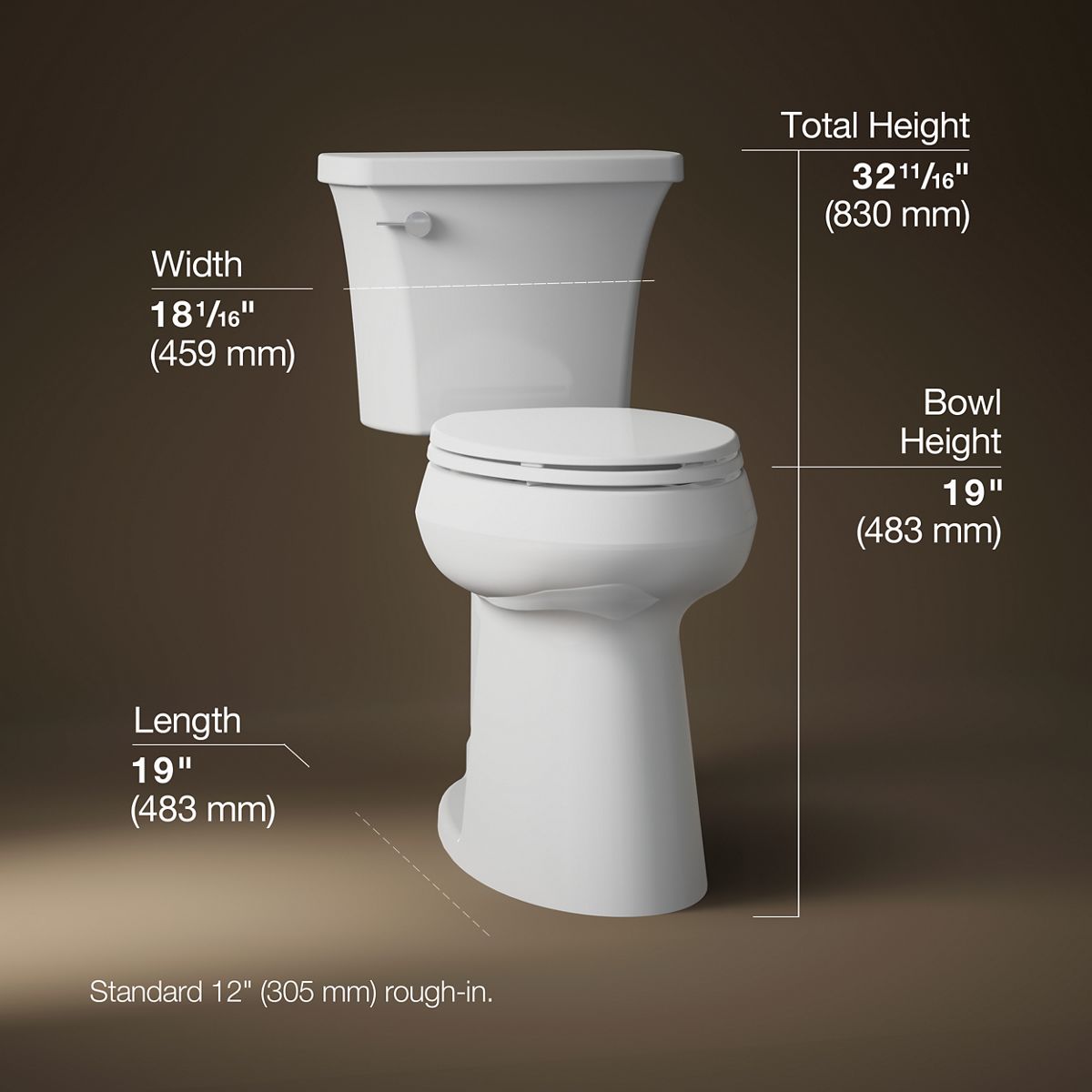 3/4 view of product with dimensions