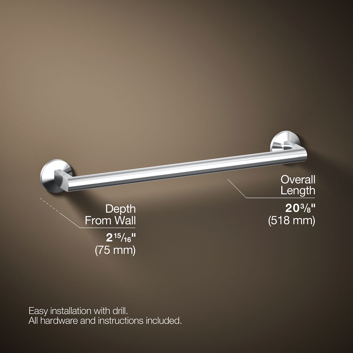 3/4 view of product with dimensions