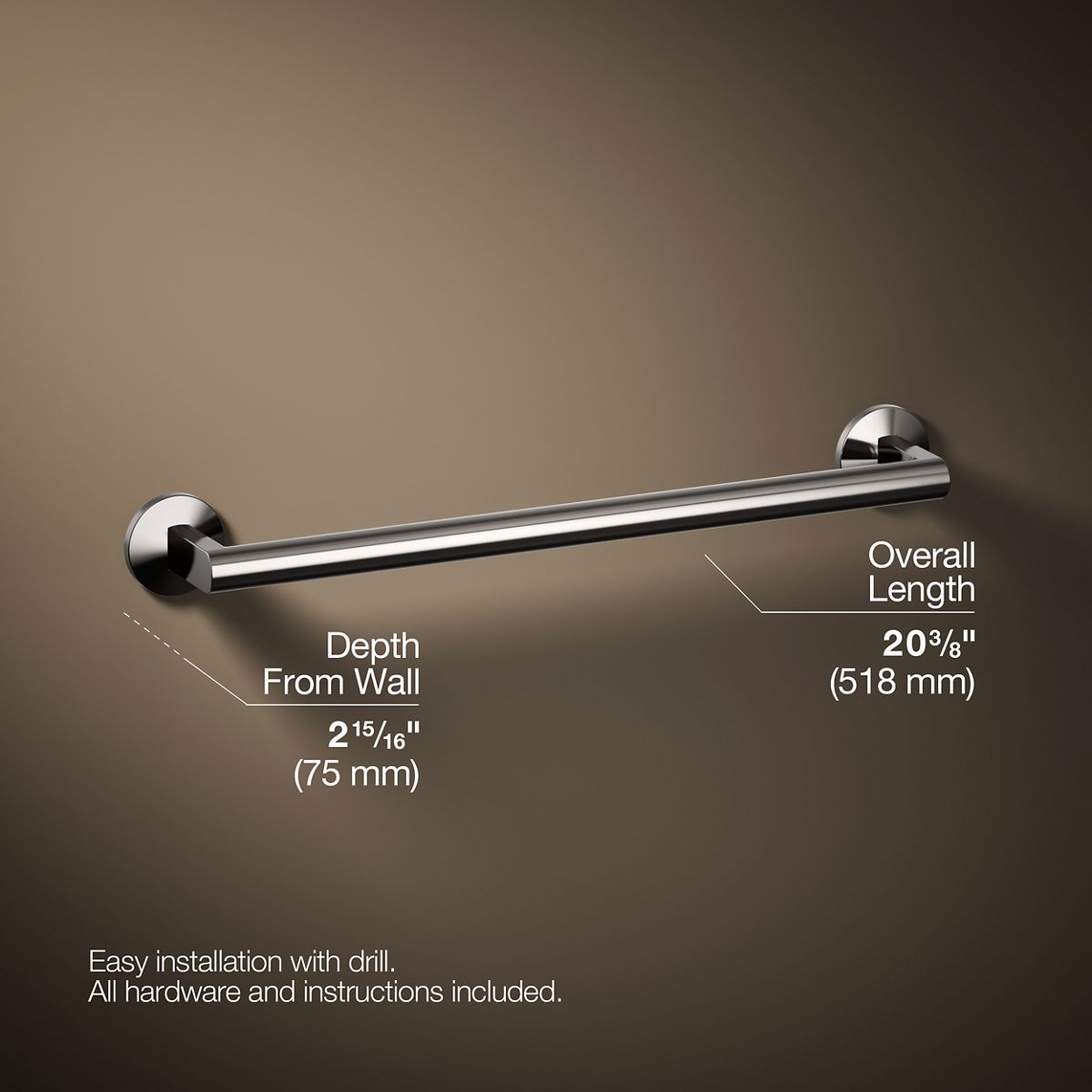 3/4 view of product with dimensions
