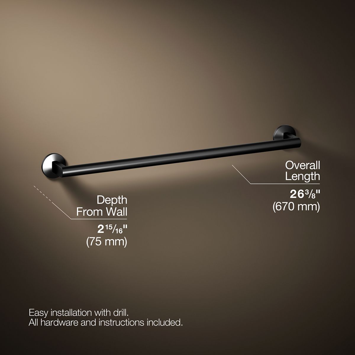 3/4 view of product with dimensions