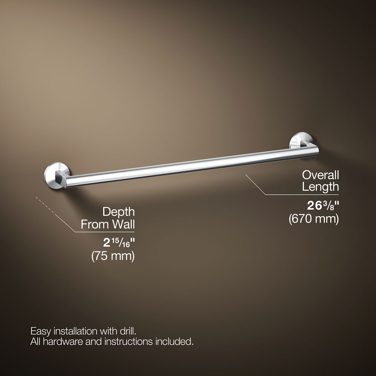 3/4 view of product with dimensions