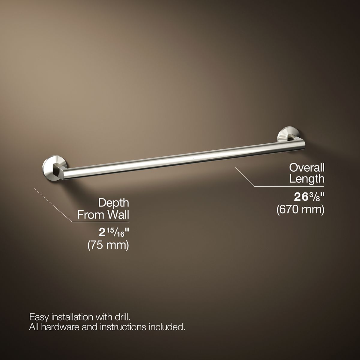 3/4 view of product with dimensions