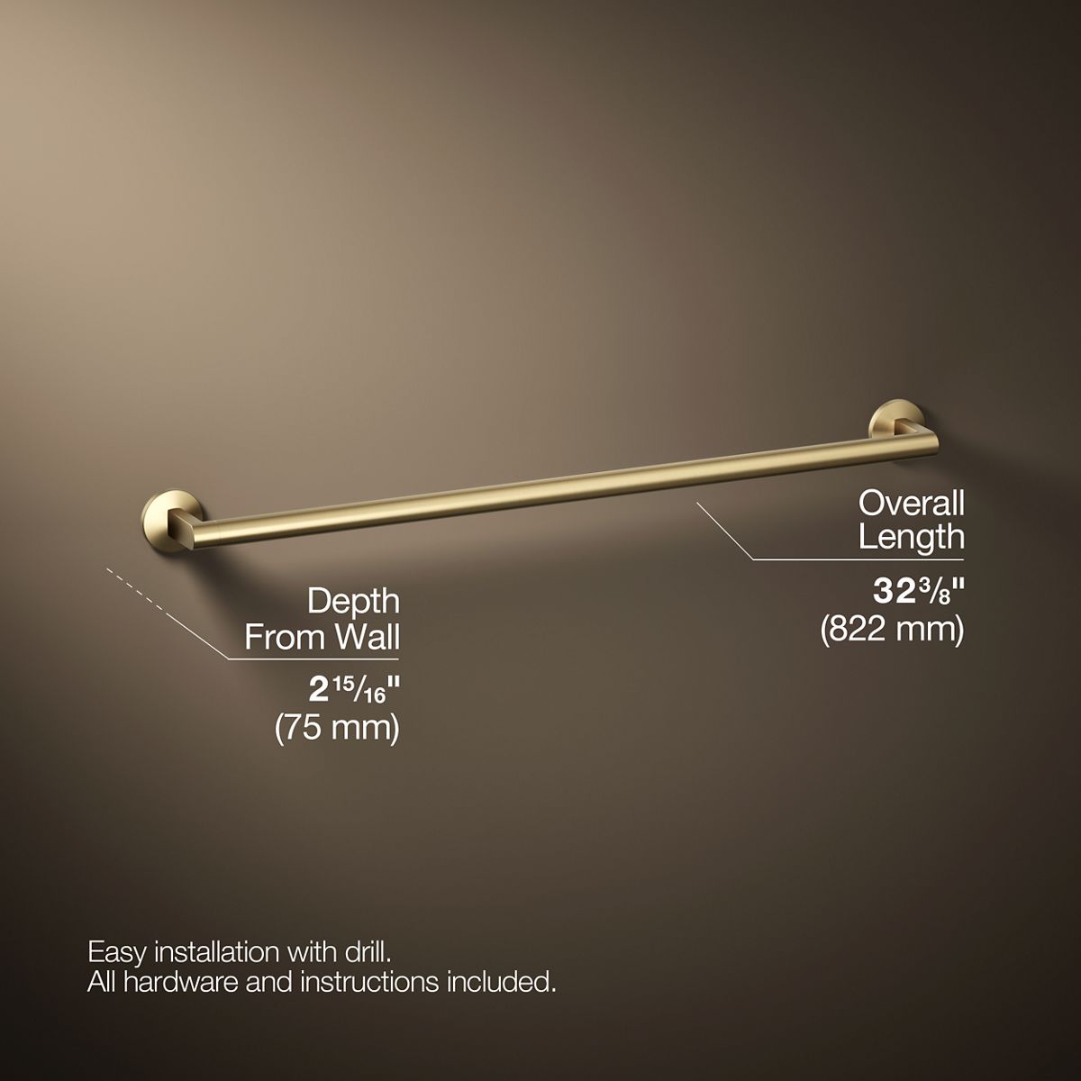 3/4 view of product with dimensions