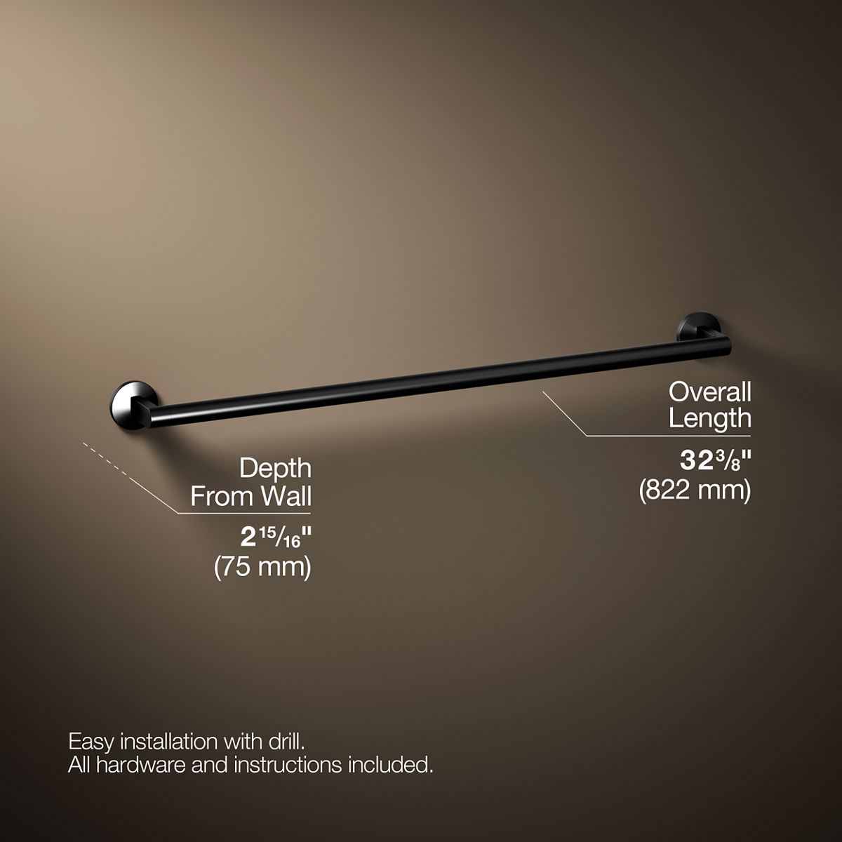 3/4 view of product with dimensions