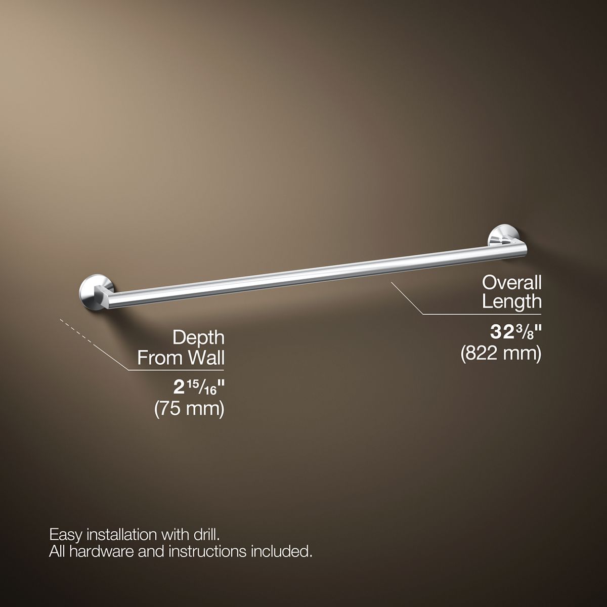 3/4 view of product with dimensions