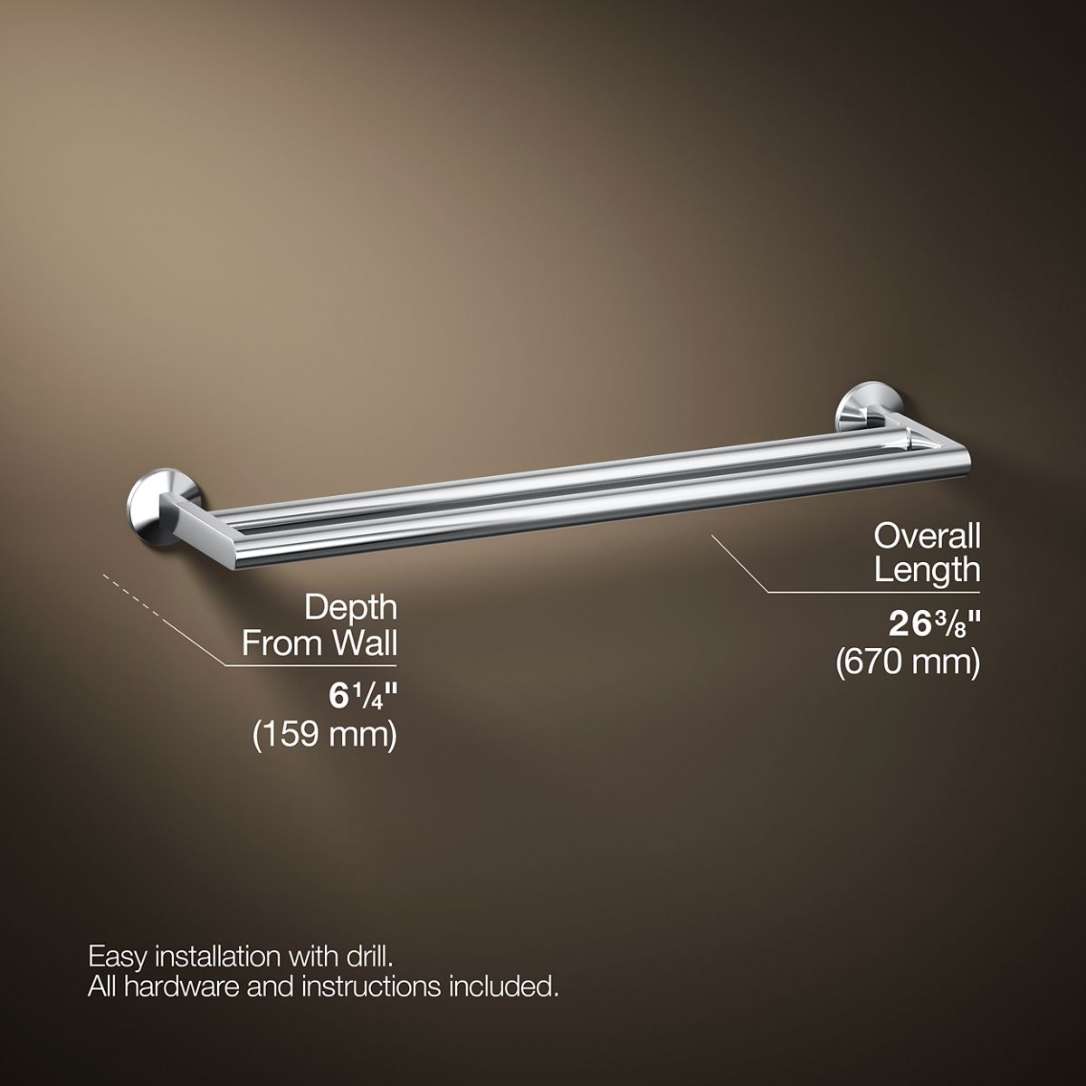 3/4 view of product with dimensions