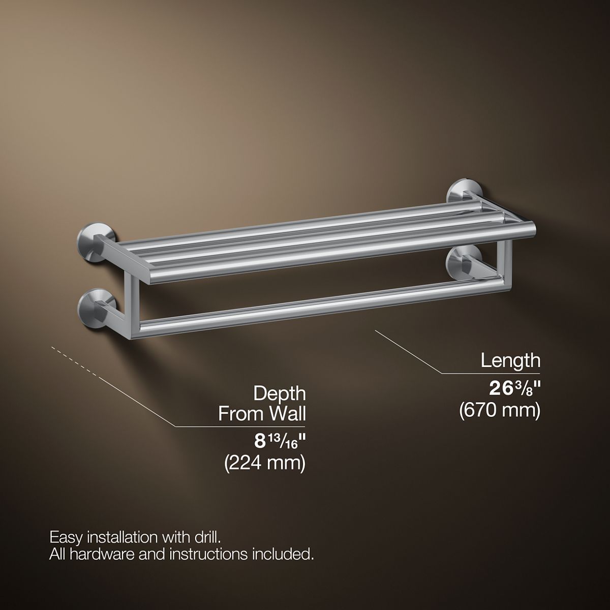 3/4 view of product with dimensions