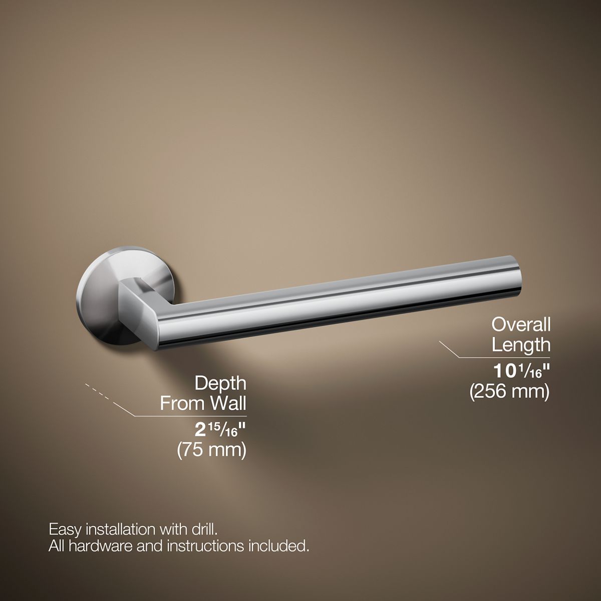 3/4 view of product with dimensions