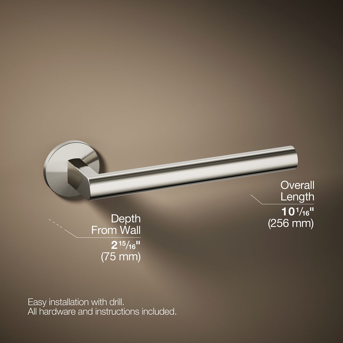 3/4 view of product with dimensions