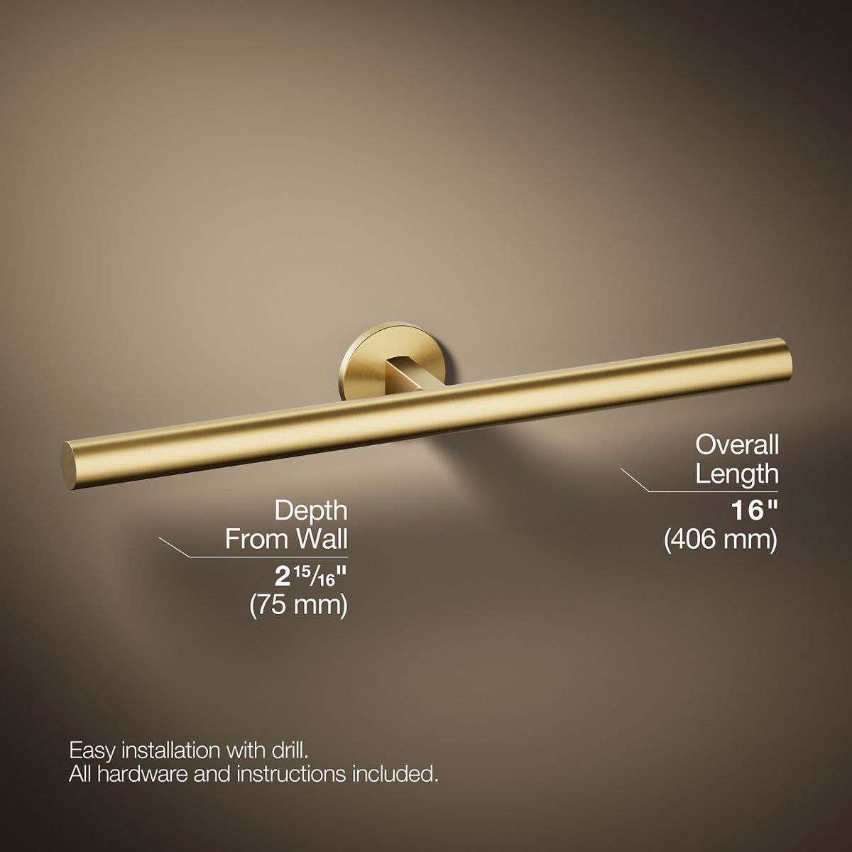 3/4 view of product with dimensions