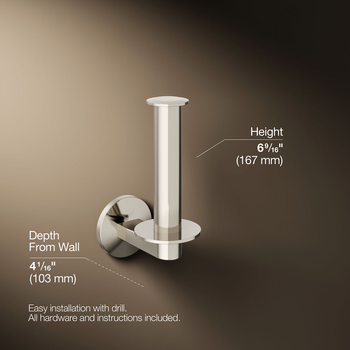 3/4 view of product with dimensions