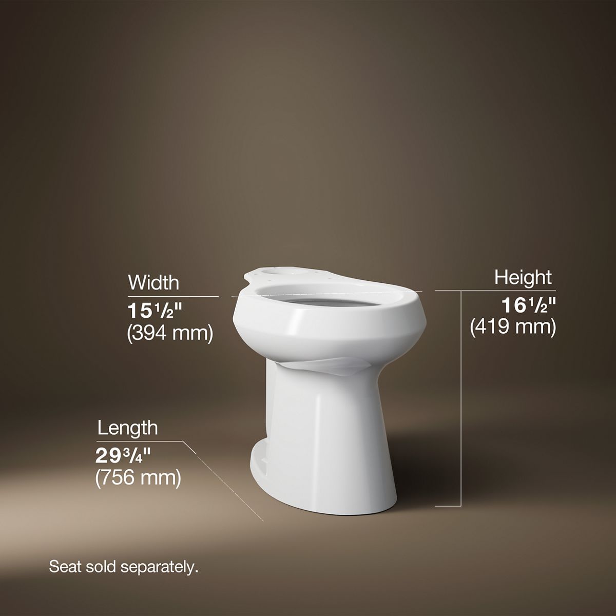 3/4 view of product with dimensions