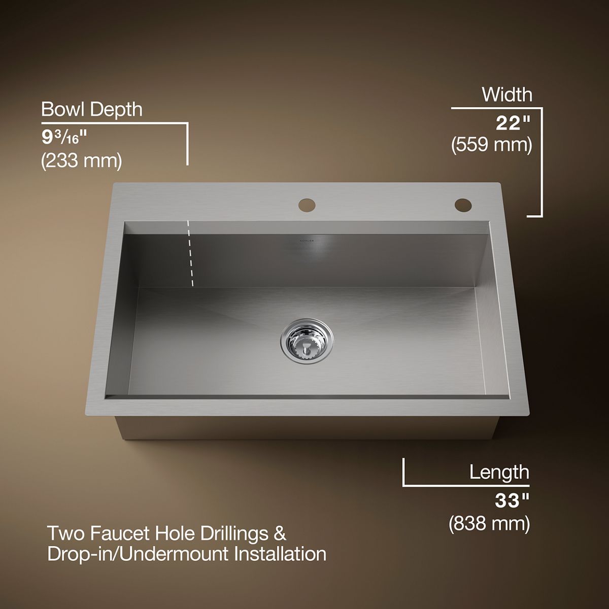 3/4 view of product with dimensions