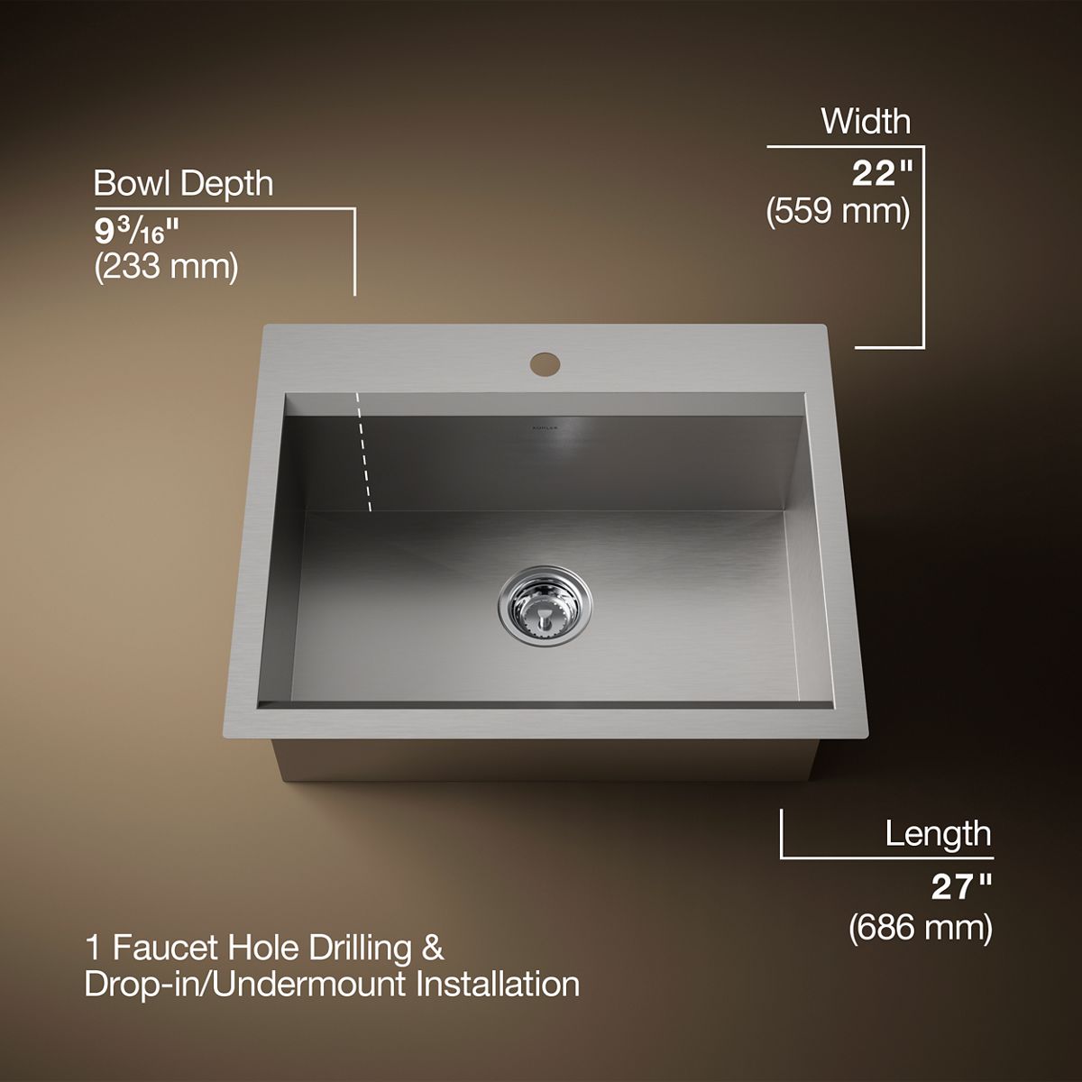 3/4 view of product with dimensions