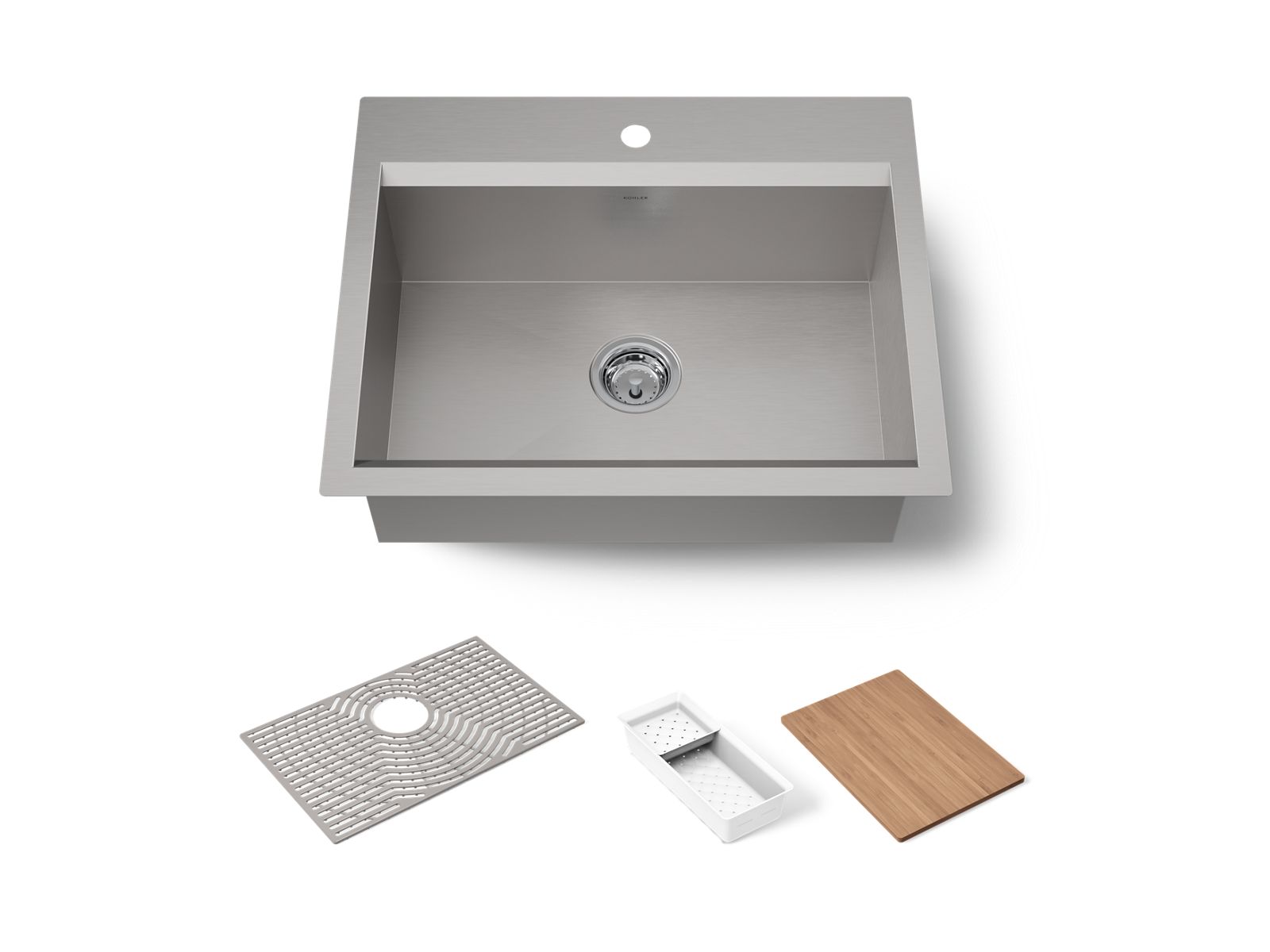 Task 27" top-/undermount single-bowl workstation kitchen sink