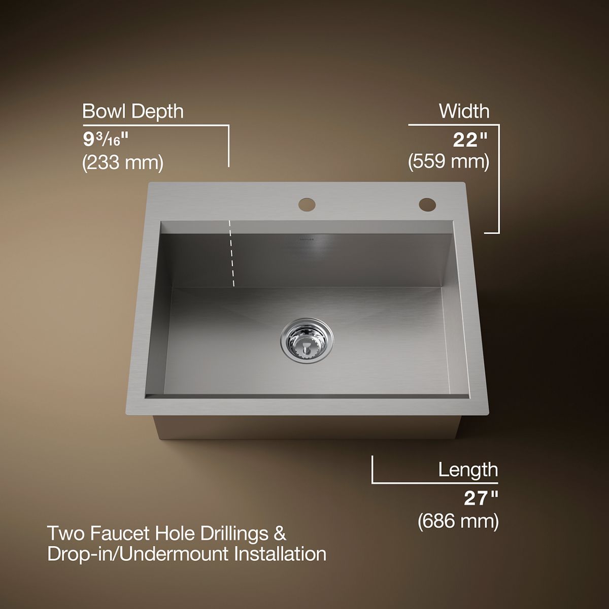 3/4 view of product with dimensions