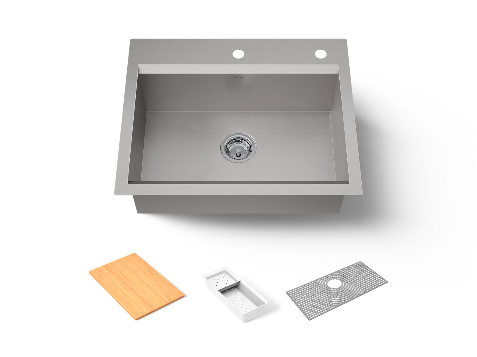Task 27" top-/undermount single-bowl workstation kitchen sink