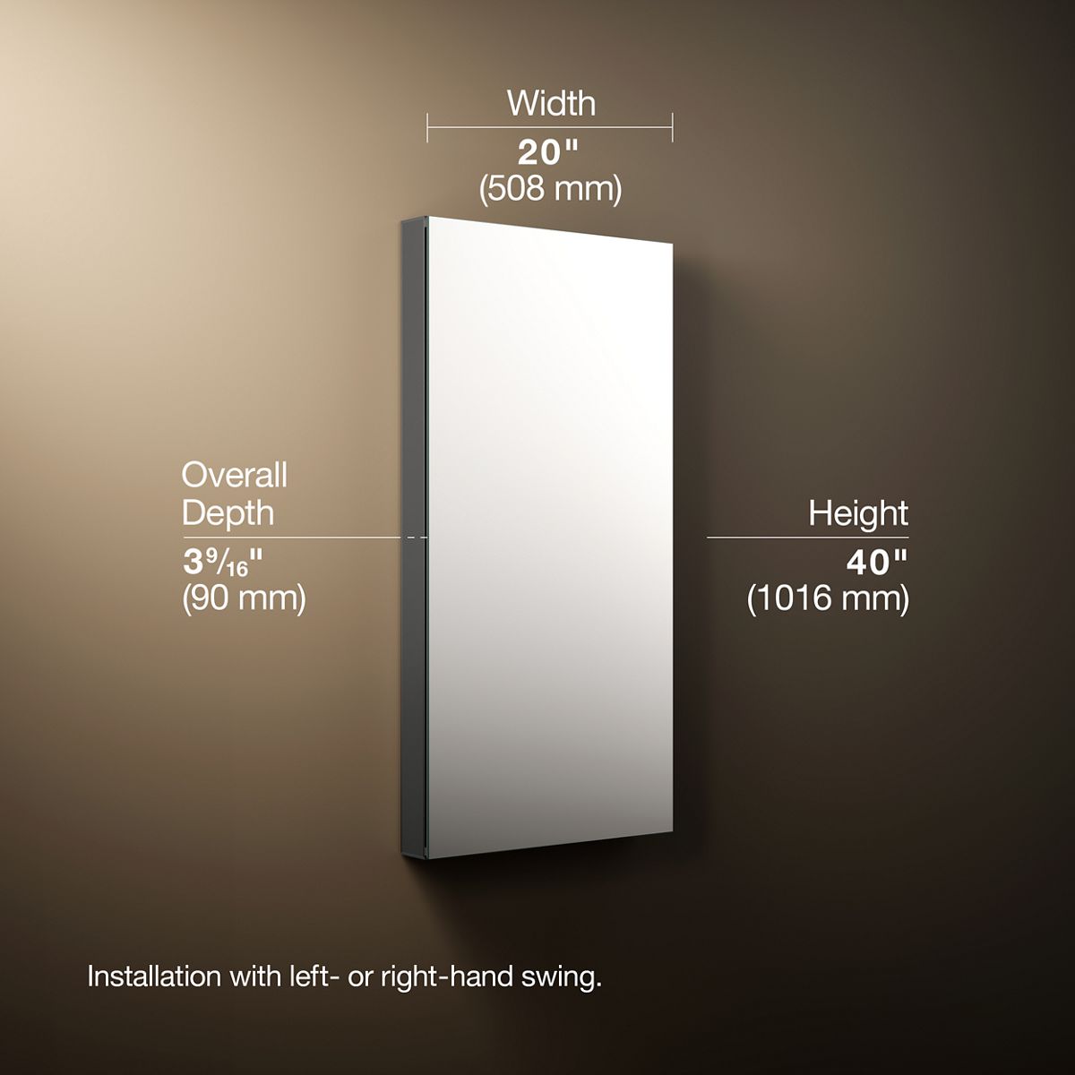 3/4 view of product with dimensions