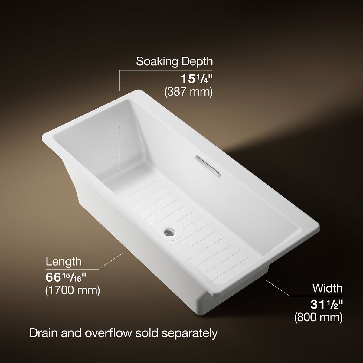 3/4 view of product with dimensions