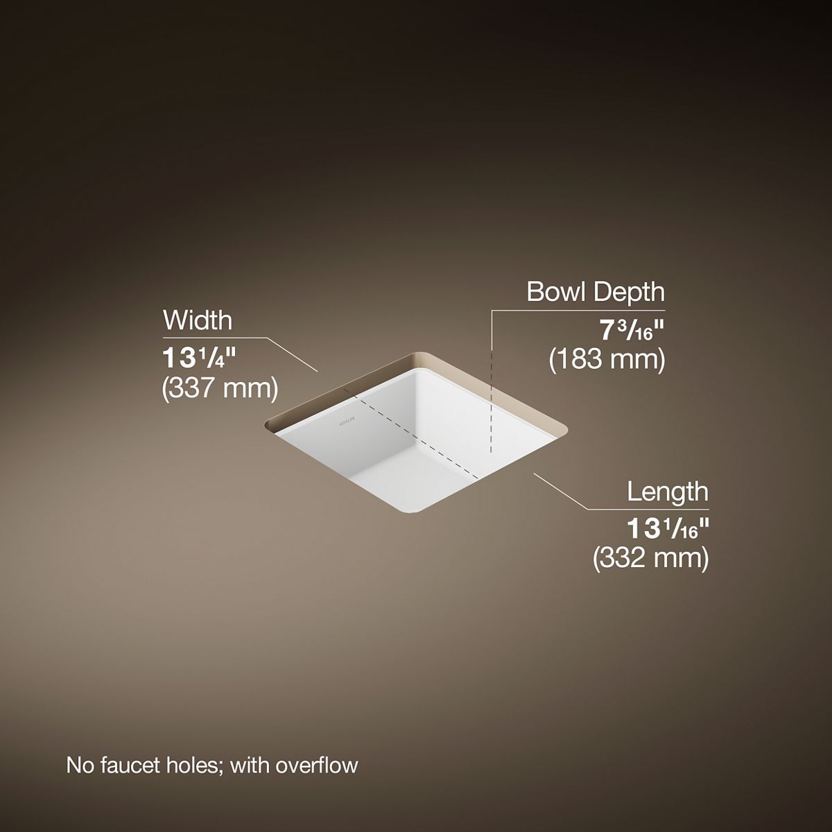3/4 view of product with dimensions