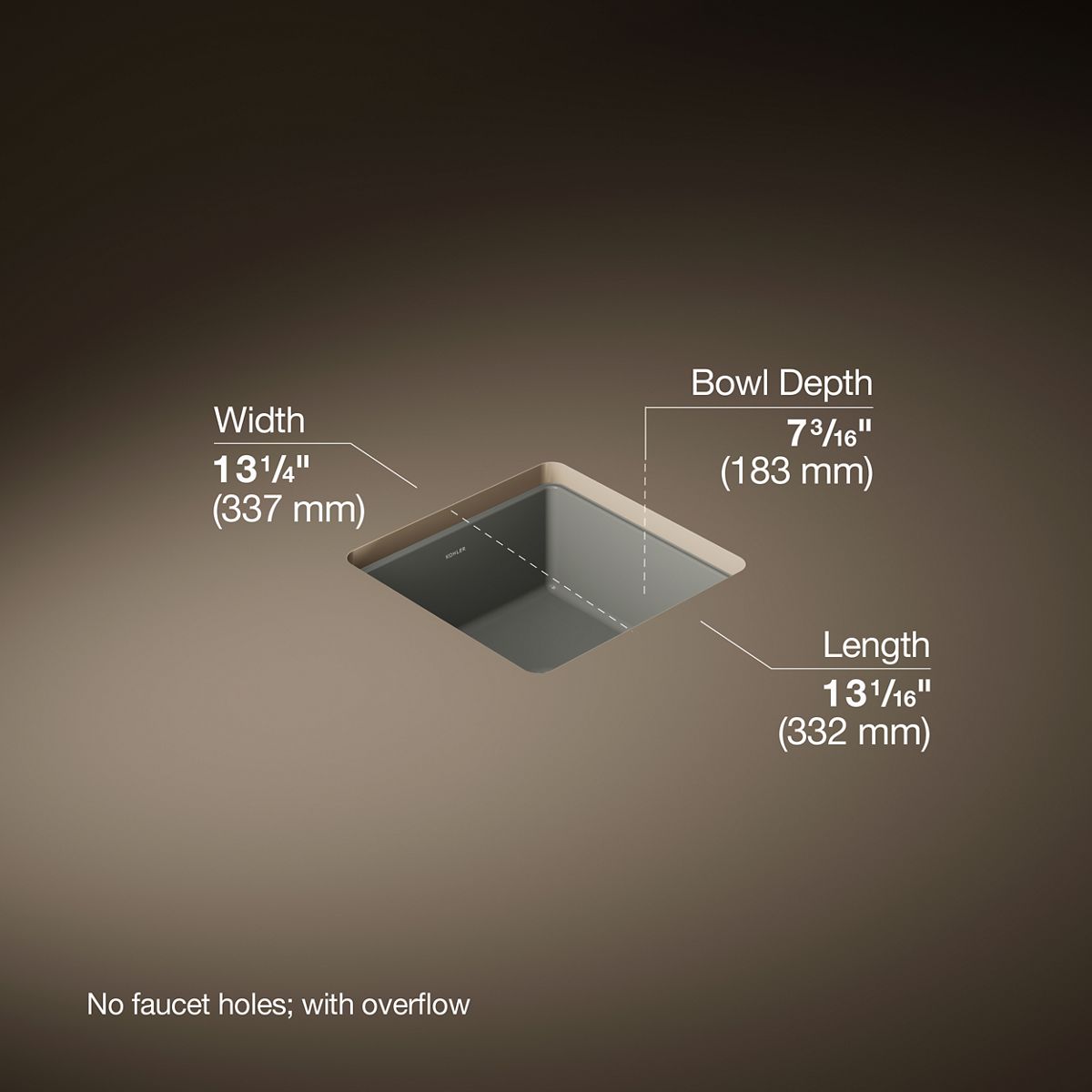 3/4 view of product with dimensions
