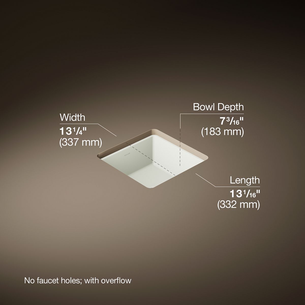 3/4 view of product with dimensions