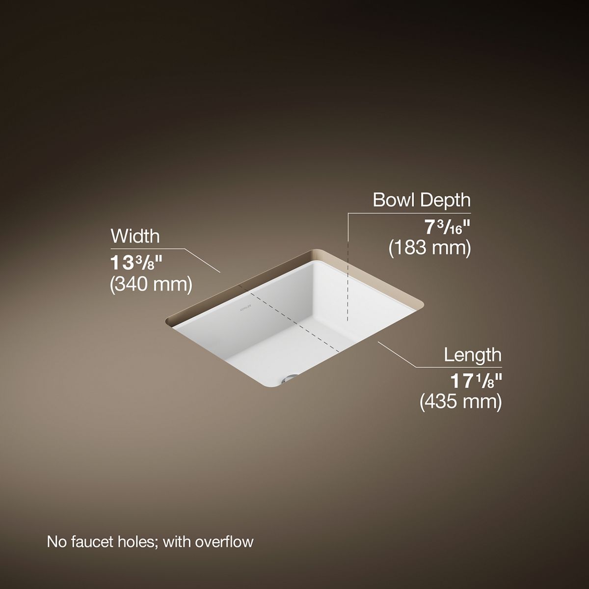 3/4 view of product with dimensions
