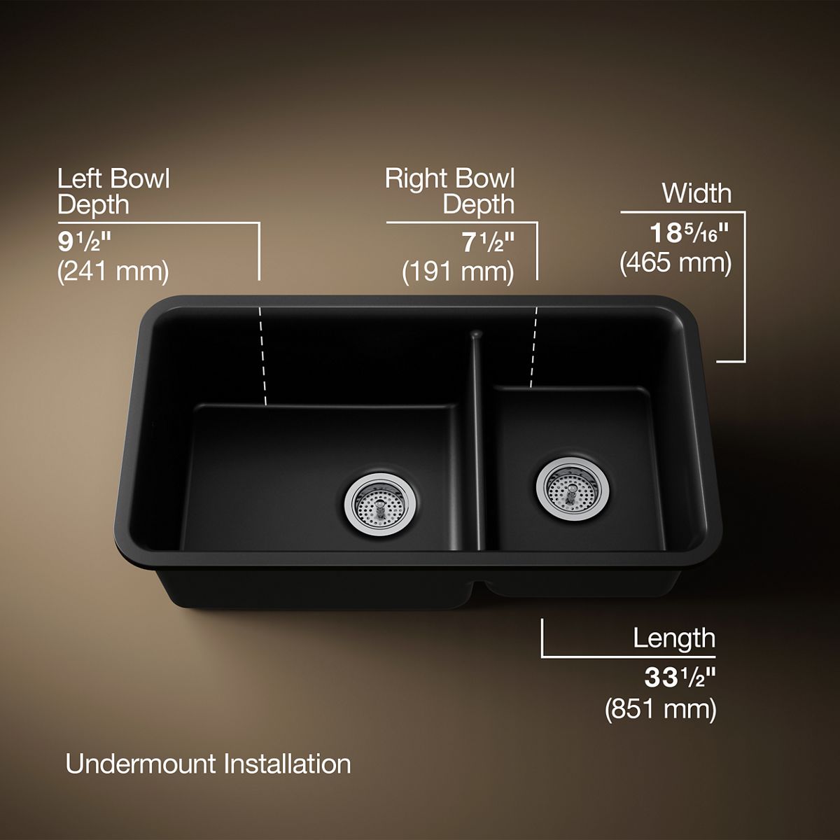 3/4 view of product with dimensions