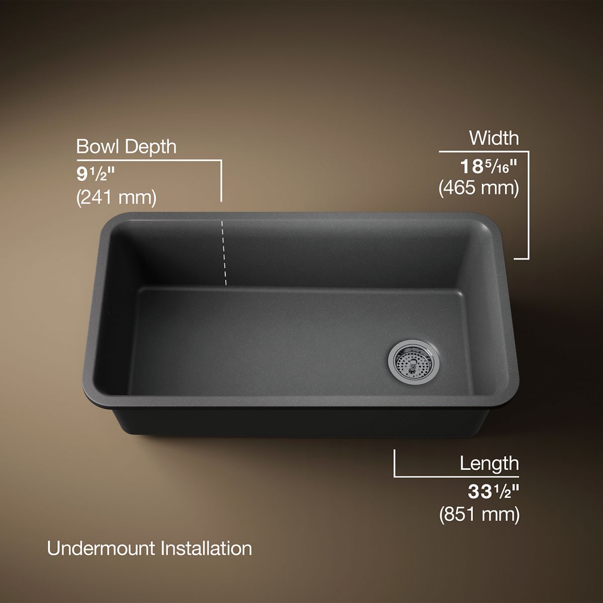 3/4 view of product with dimensions