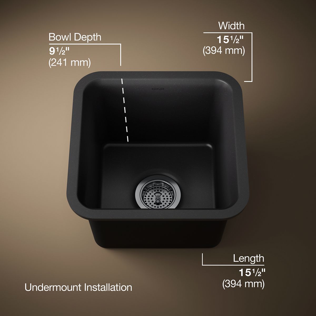 3/4 view of product with dimensions