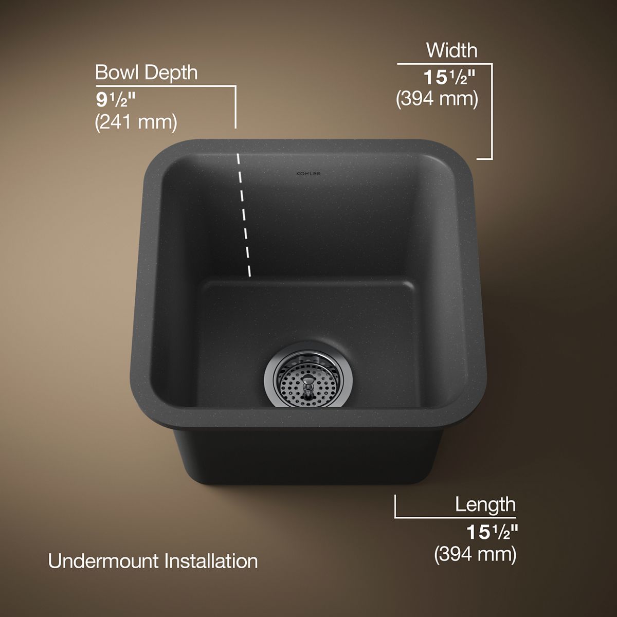 3/4 view of product with dimensions