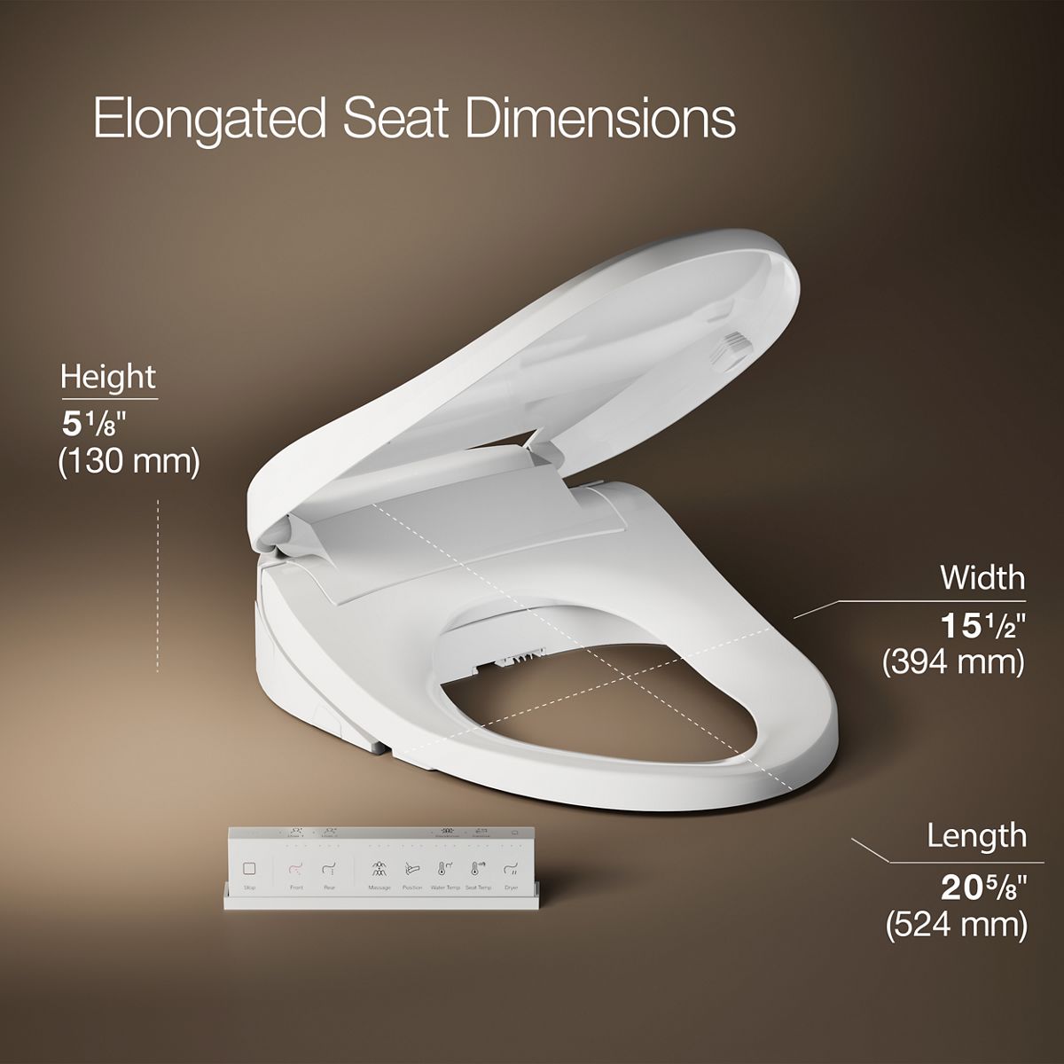 3/4 view of product with dimensions