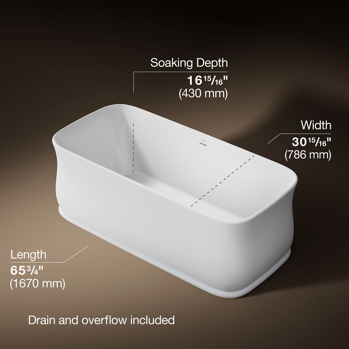 3/4 view of product with dimensions